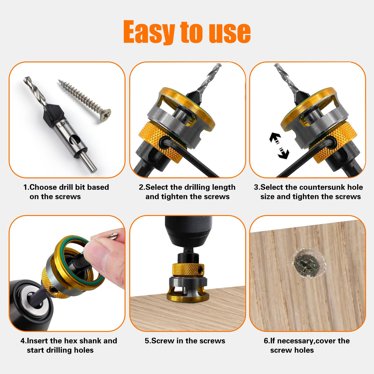 WildBossy pilot bit 9-64x3-8 for smooth countersinks in soft woods.