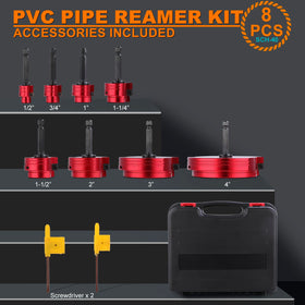 WildBossy reamer kit in cordless drill use for rapid pipe cleaning.