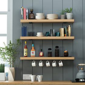 Wildnut kitchen shelf brackets demonstrating sturdy open storage