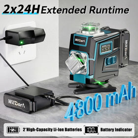 Wildora two 4800mAh batteries delivering long runtime