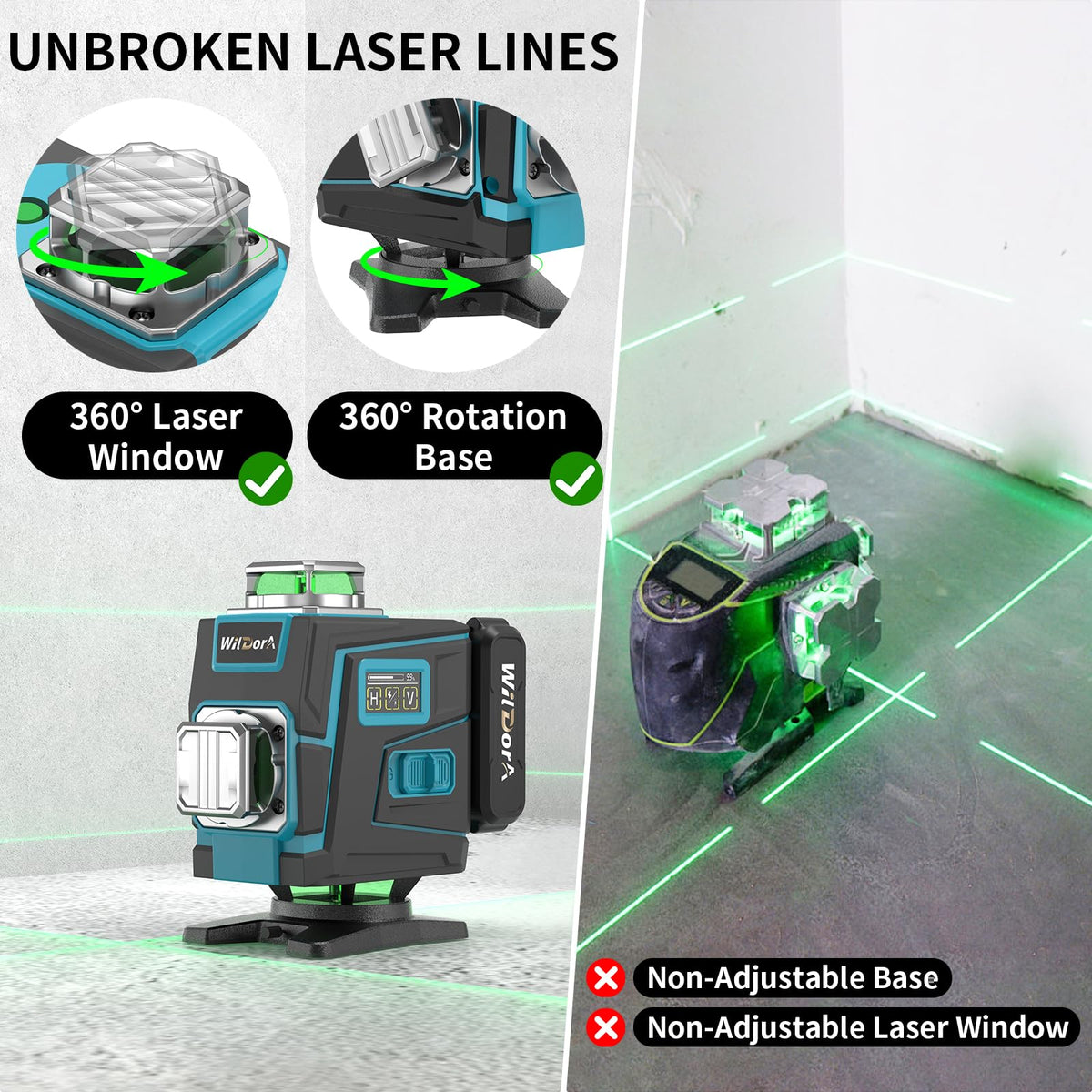 Wildora IP54-rated laser level ready for dust and water exposure