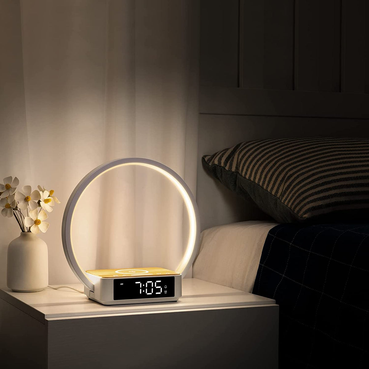 WILIT wood-grain design bedside lamp blends with bedroom decor
