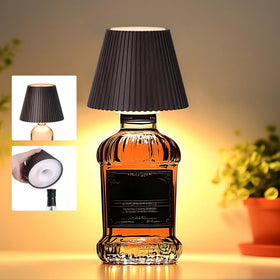 Decorative bottle transformed into light using WILIT adapter and lamp.