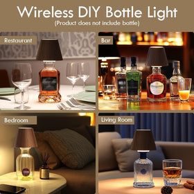 WILIT bottle lamp with built-in rechargeable battery for cordless use.