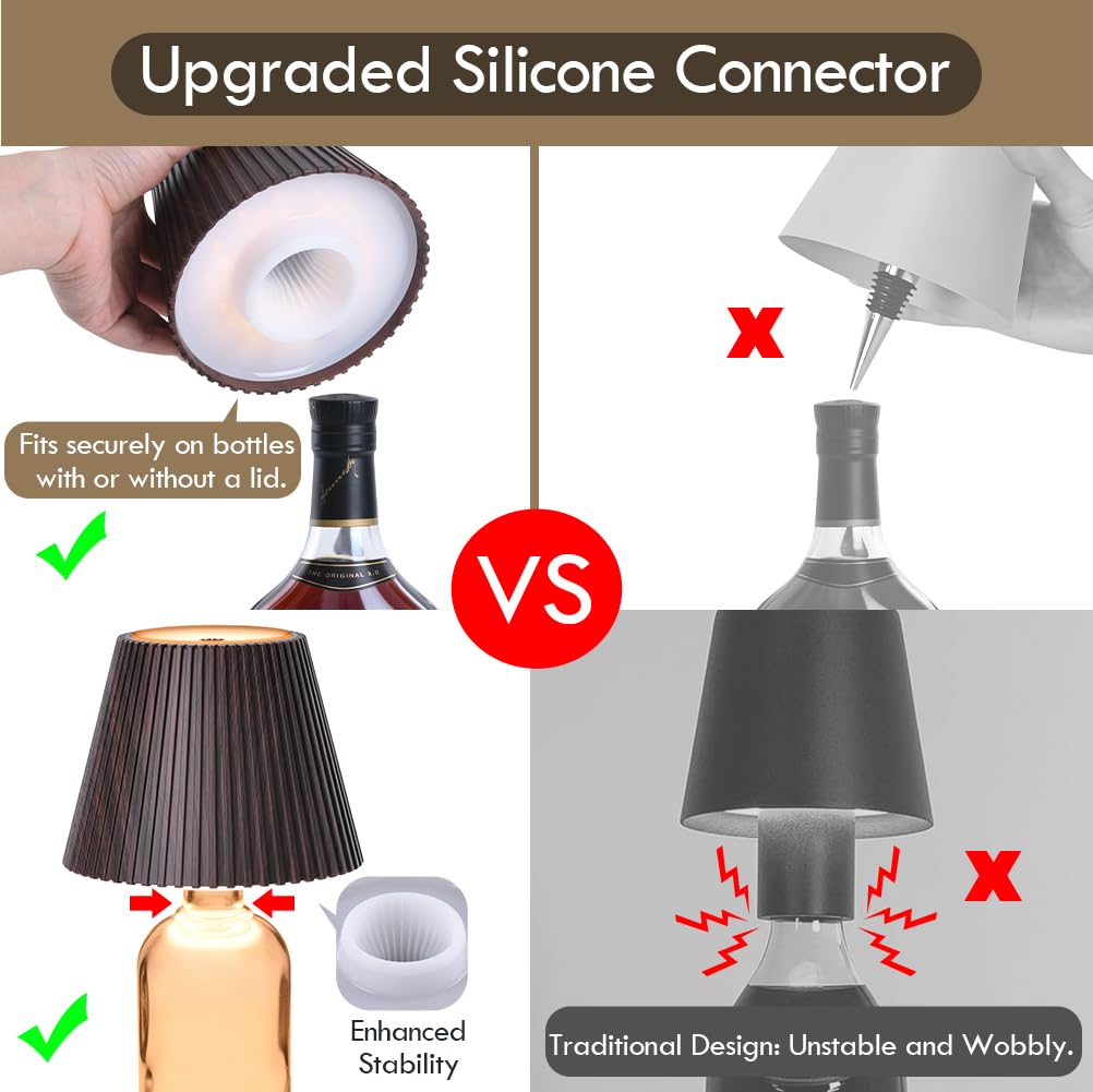WILIT bottle lamp with touch control on top for easy brightness adjustment.