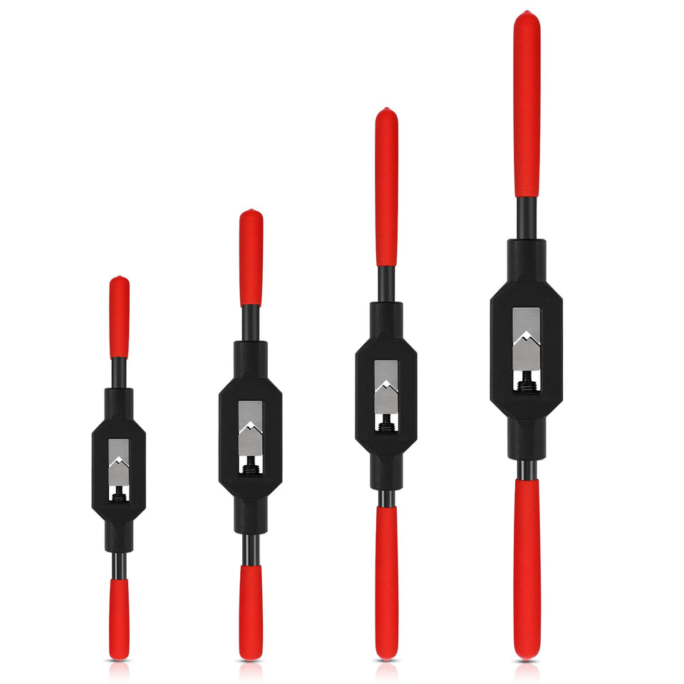 WILLBOND 4-piece adjustable tap wrench set laid out for precise threading and grip.