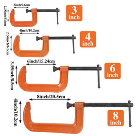 WILLBOND 4 Pcs C Clamps 4-inch in woodworking setup showing secure, stable support.