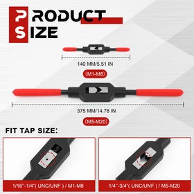 WILLBOND adjustable tap wrench setup with rigid and adjustable handles for leverage.