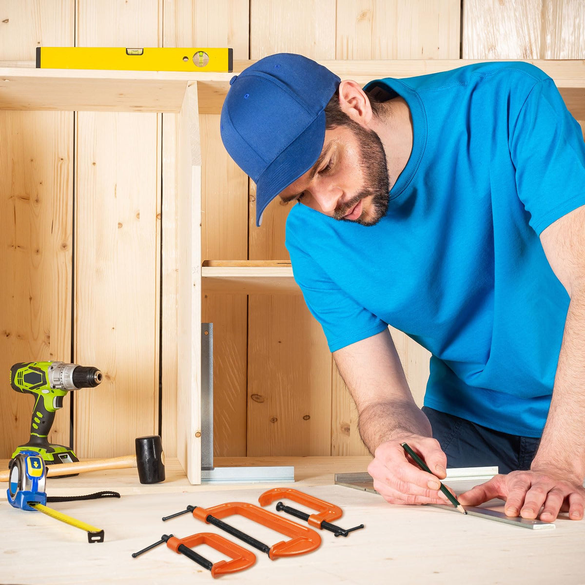 WILLBOND C Clamps sliding T-bar handle detail shows smooth screw operation.