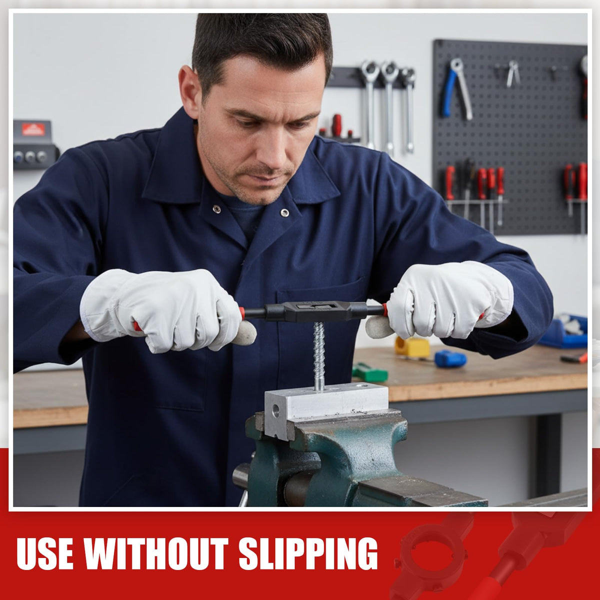 WILLBOND tap wrench in use with larger diameter taps for smooth operation.