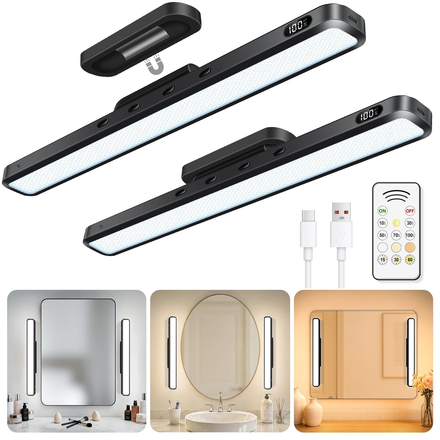 WILLED 3W mirror lights with remote illuminate the vanity for precise makeup