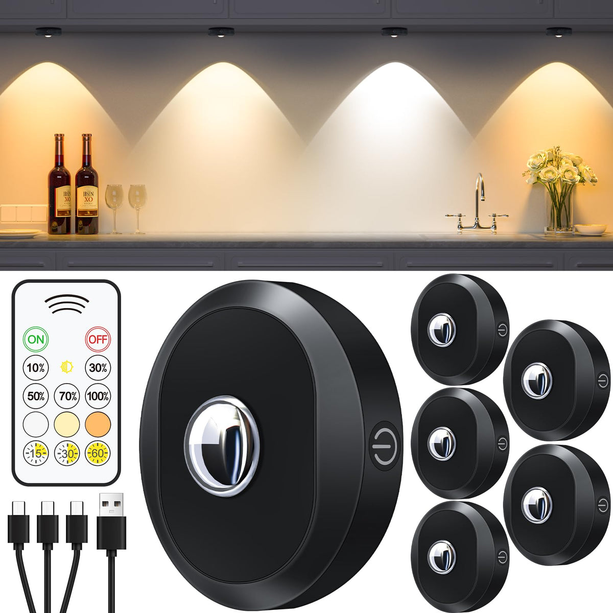 WILLED puck light with remote control for easy cabinet illumination.
