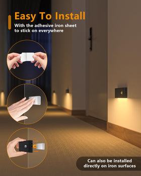 Stick-on design allows versatile placement along stairs, hallway, or bathroom.