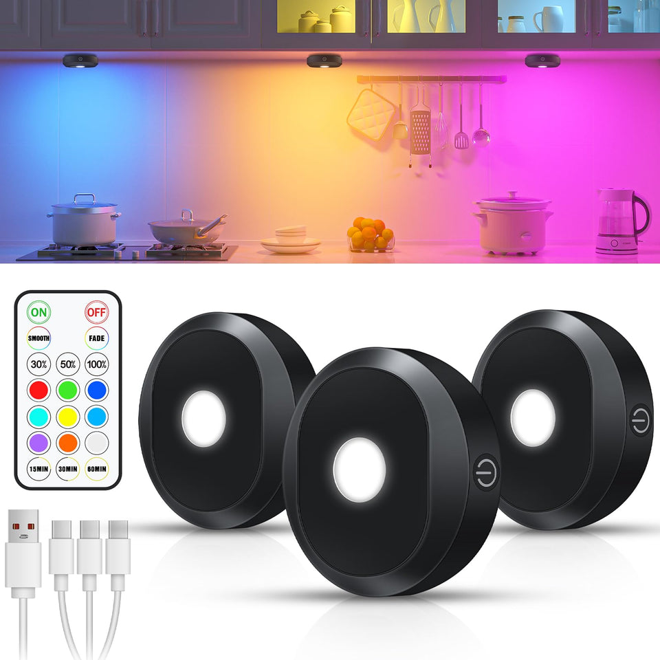 WILLED RGB under-cabinet light with magnet attachment for easy repositioning.