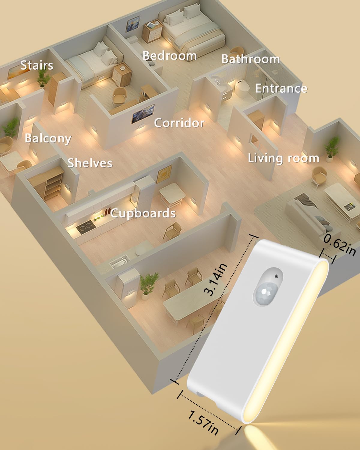 WILLED 4-pack delivers consistent lighting across stairs, hallways, and closets.