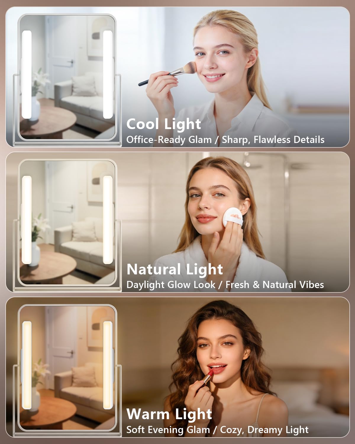 WILLED vanity lights with battery level display to plan recharge