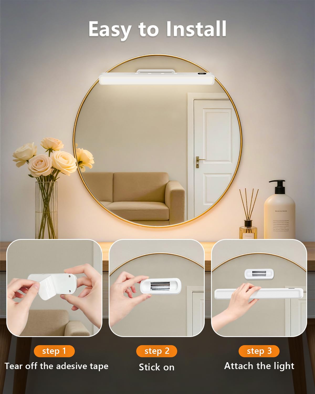 WILLED 2-pack vanity lights install magnetically for flexible placement in bathroom or bedroom