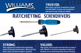Williams JHWWRS-1 stainless steel shank preserves chrome finish during tough work.