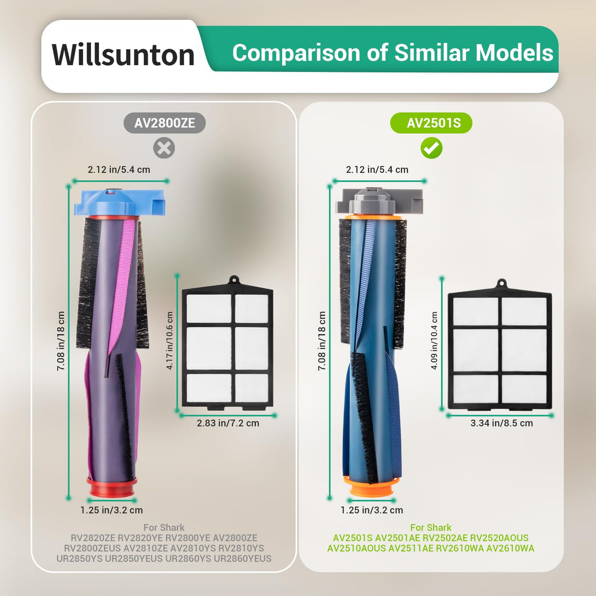 Willsunton AV2510S side brush 1 for thorough edge cleaning