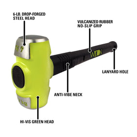 Wilton B.A.S.H 16-inch sledge hammer handle for secure grip.