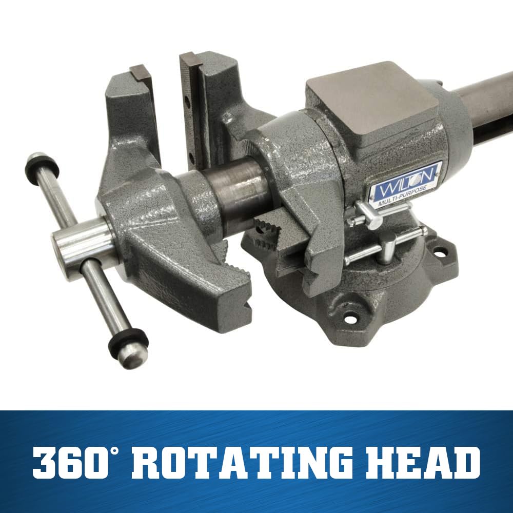 Wilton bench vise shows 30-degree indexing for quick, repeatable setups.