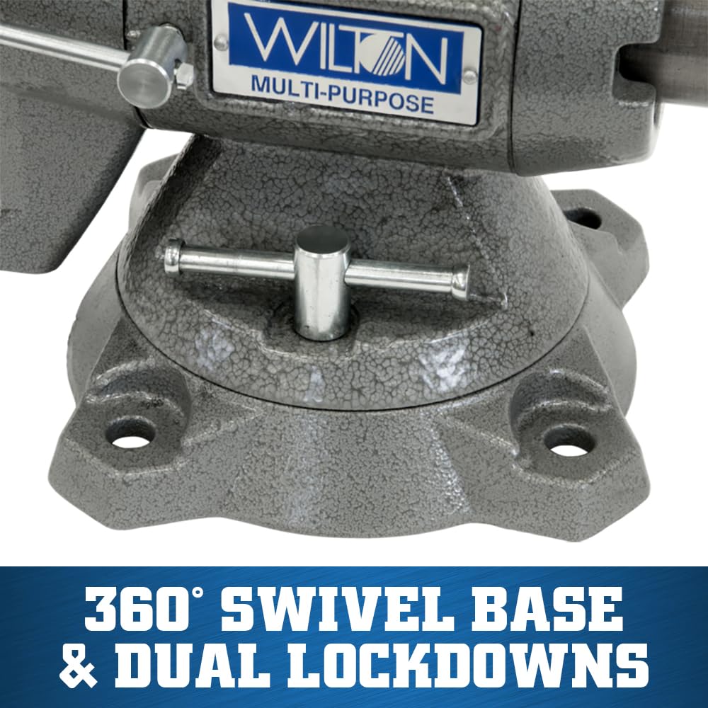Replaceable hardened serrated jaws provide strong grip for metalworking tasks.