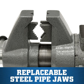 V-jaws hold round stock vertically on Wilton vise for precise alignment.