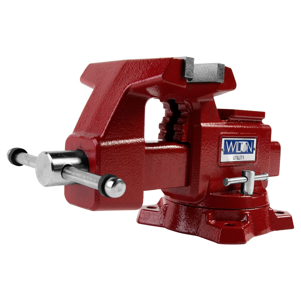 Wilton Utility Bench Vise front view showing 360-degree swivel base for versatile clamping