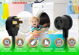 30A 250V rating supports high-wattage dryer operation.