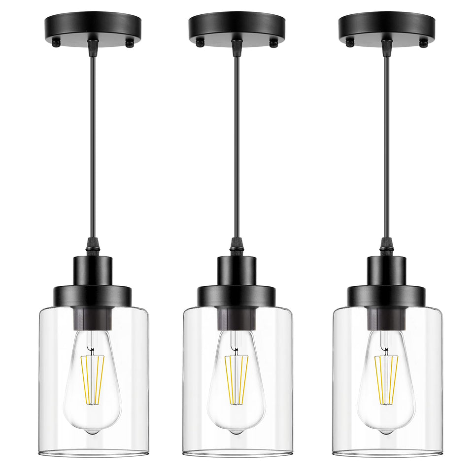 WimiSom industrial pendant light with clear glass shade over kitchen island
