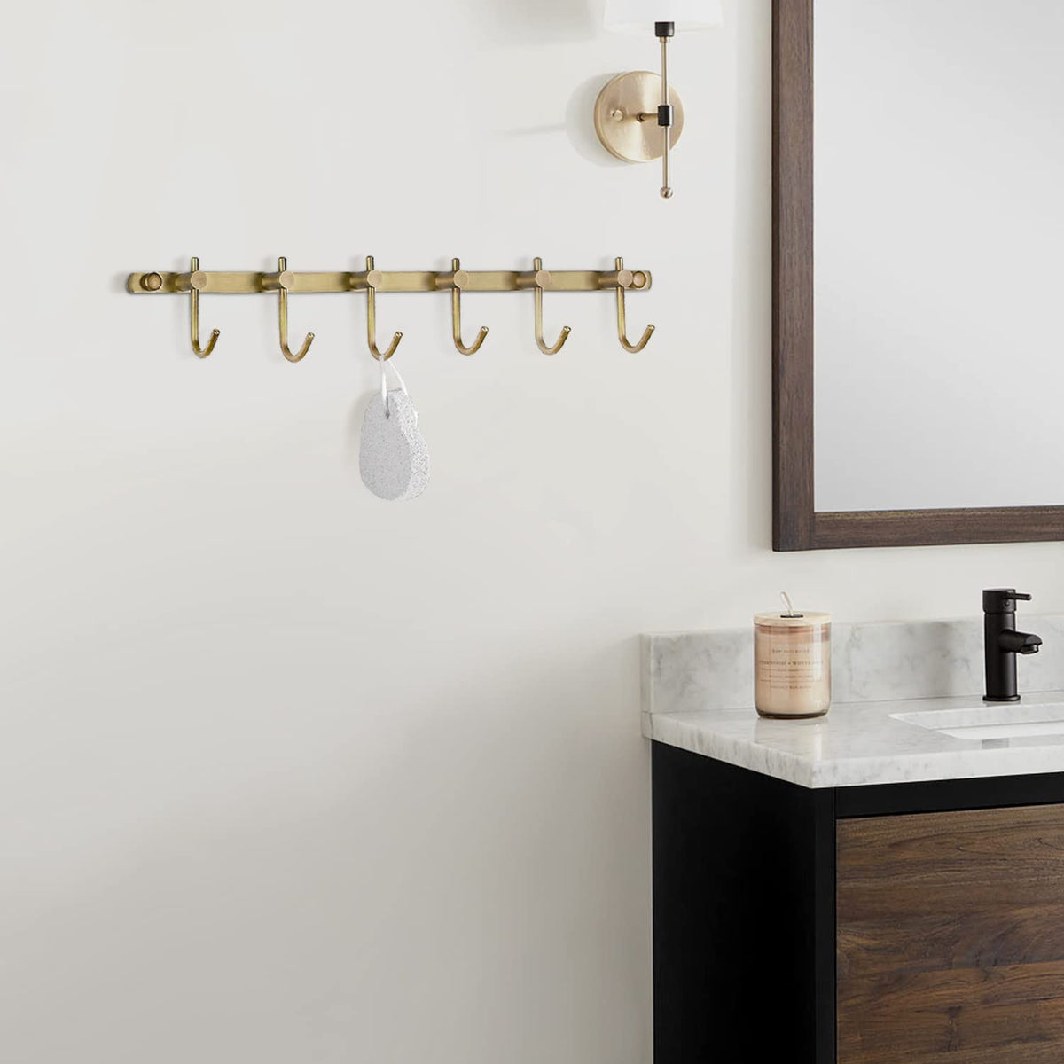 WINCASE brushed-brass finish wall-mount highlights antique style while keeping items organized.