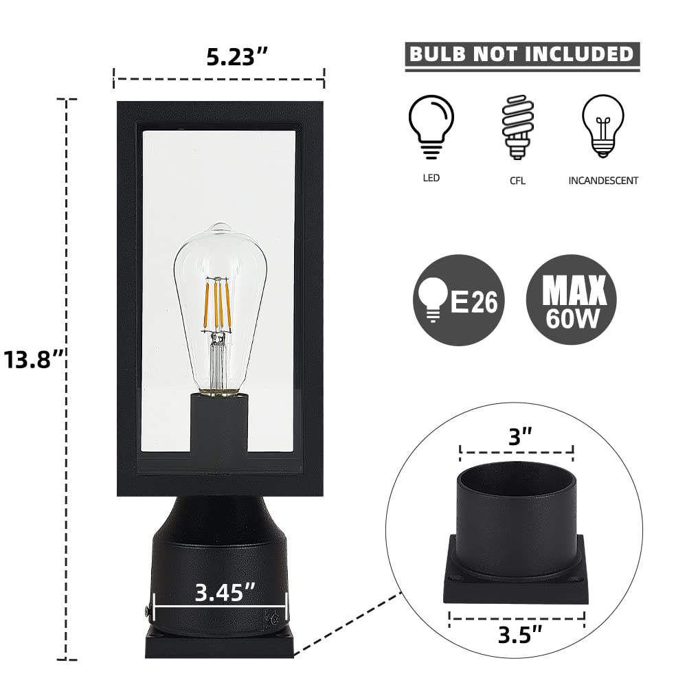 Windben clear tempered glass shade provides bright, even illumination.