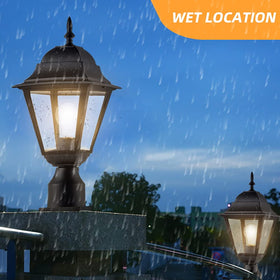Windben matte black post light complements garden decor while withstanding weather.