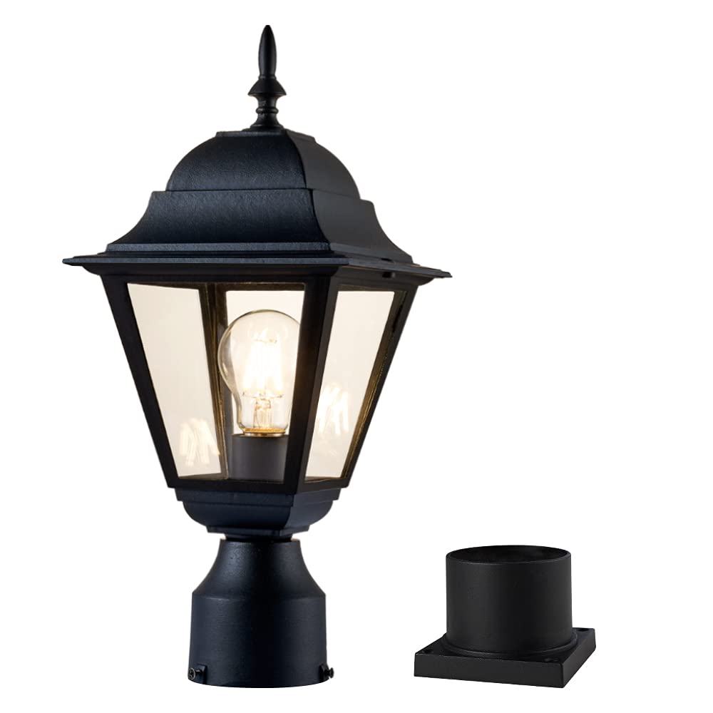 Windben outdoor post light with matte black finish and 16.5 inch height illuminates pathways.