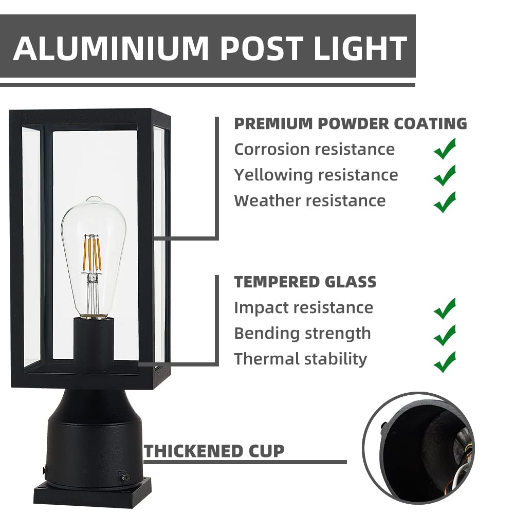 Windben matte black post light adds modern style with weather resistance.