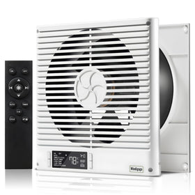 Windigaga 8-inch room-to-room fan front view showing compact through-wall airflow.