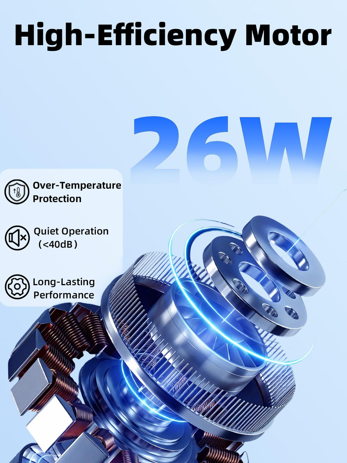 Windigaga 8-Inch Exhaust Fan motor and blades deliver durable performance.