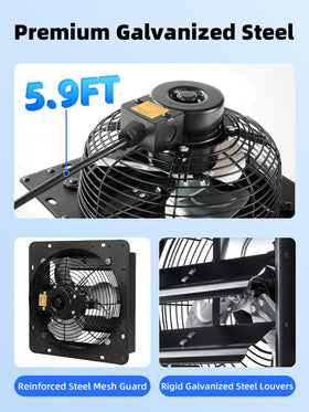 Windigaga 8-Inch Exhaust Fan cord and kit simplify plug-and-play installation.