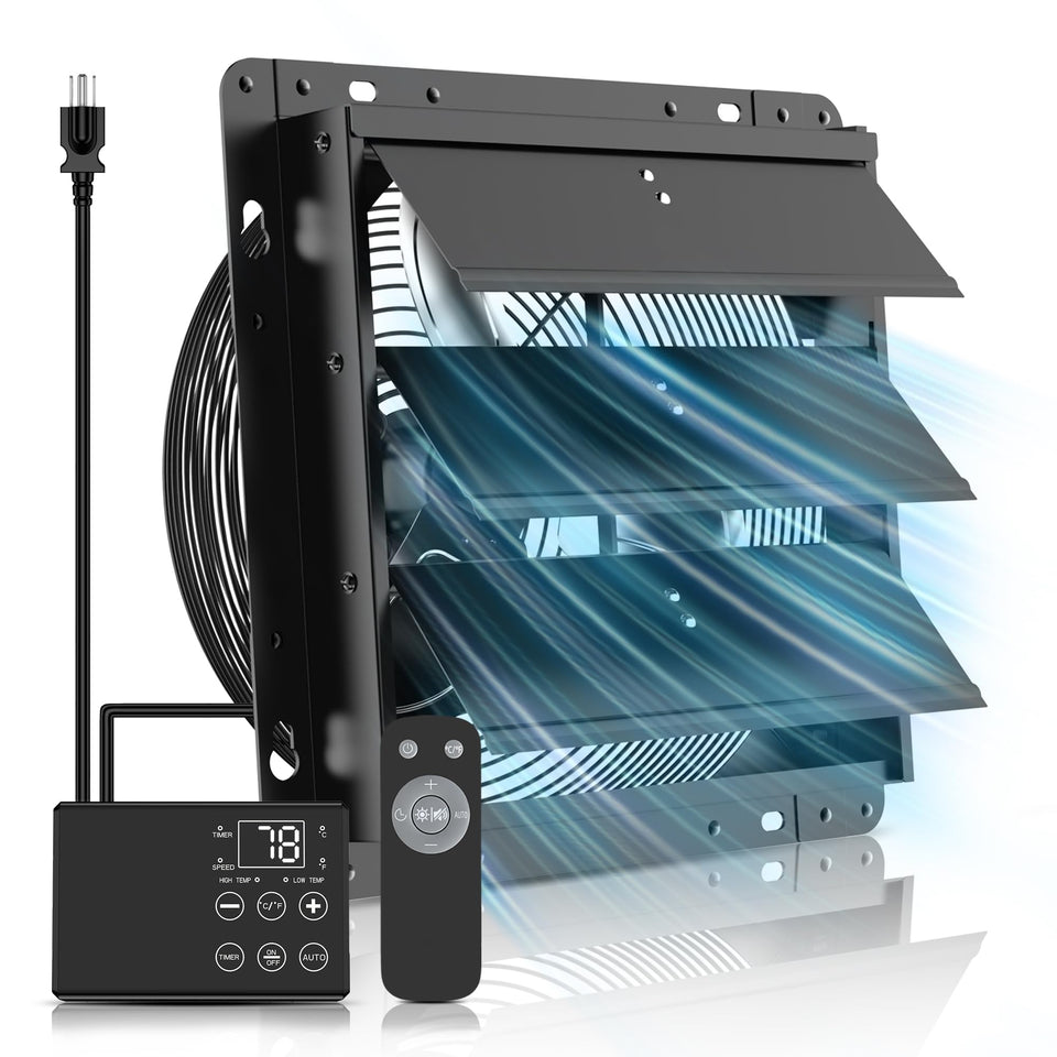 Windigaga 8in shutter exhaust fan front view showing weather-resistant dual shutters