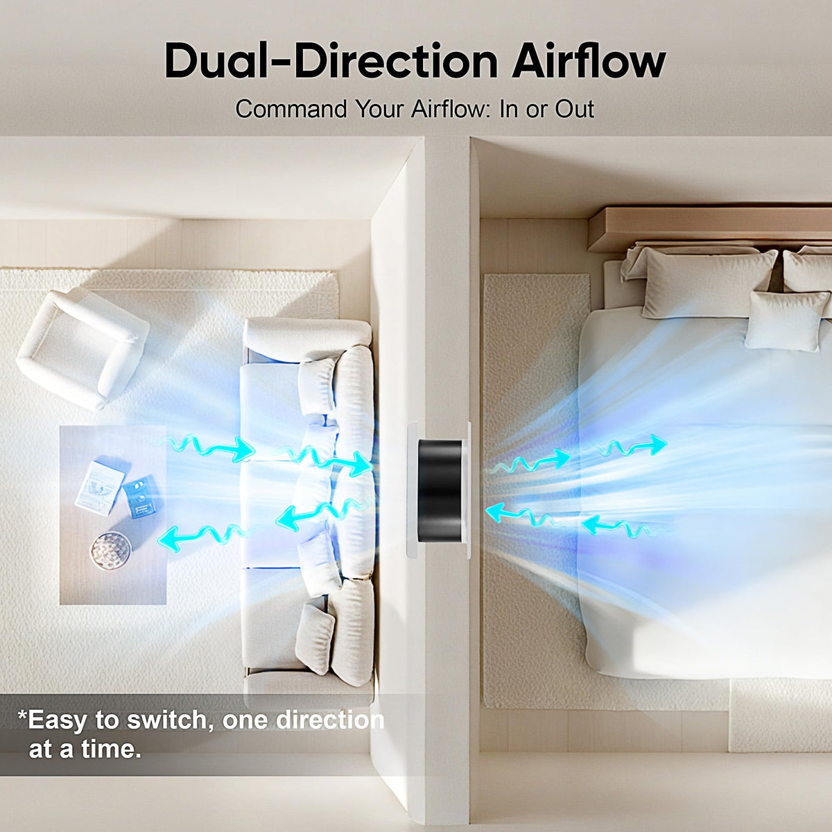 Windigaga wall installation guide shows simple setup for non-ducted spaces.