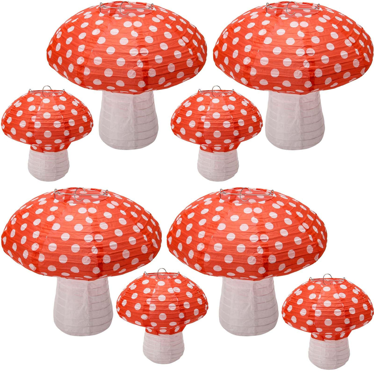 Windspeed mushroom lantern 8inch set hanging display for vibrant party ambience.