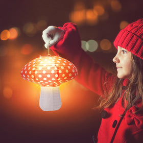 Windspeed mushroom lantern hanging display showing easy installation and visual impact.