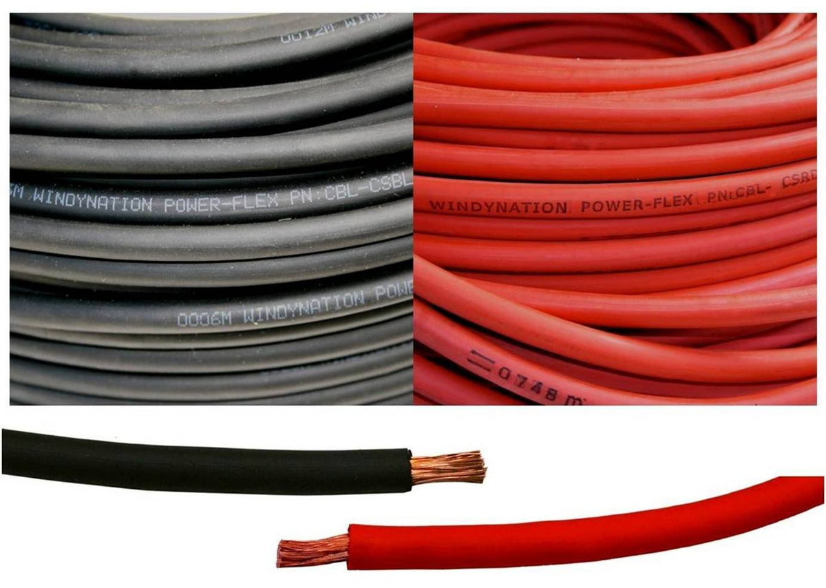 WindyNation 4 gauge welding cable in black, flexible copper for high-current welding and power tasks.