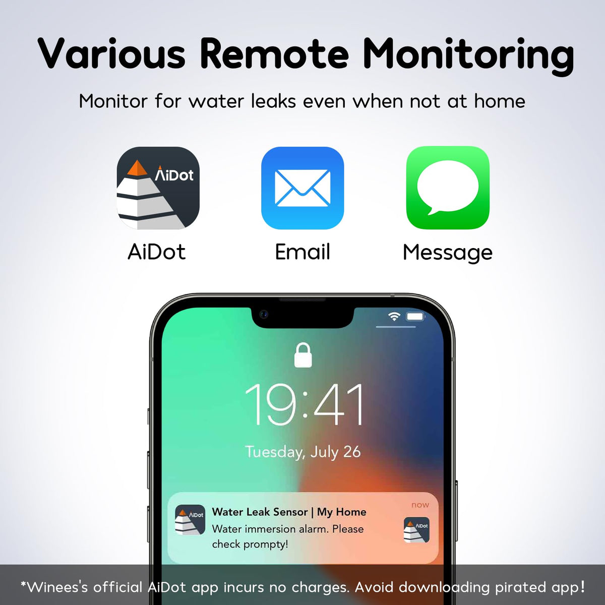 Winees leak sensor placed in kitchen to detect moisture quickly