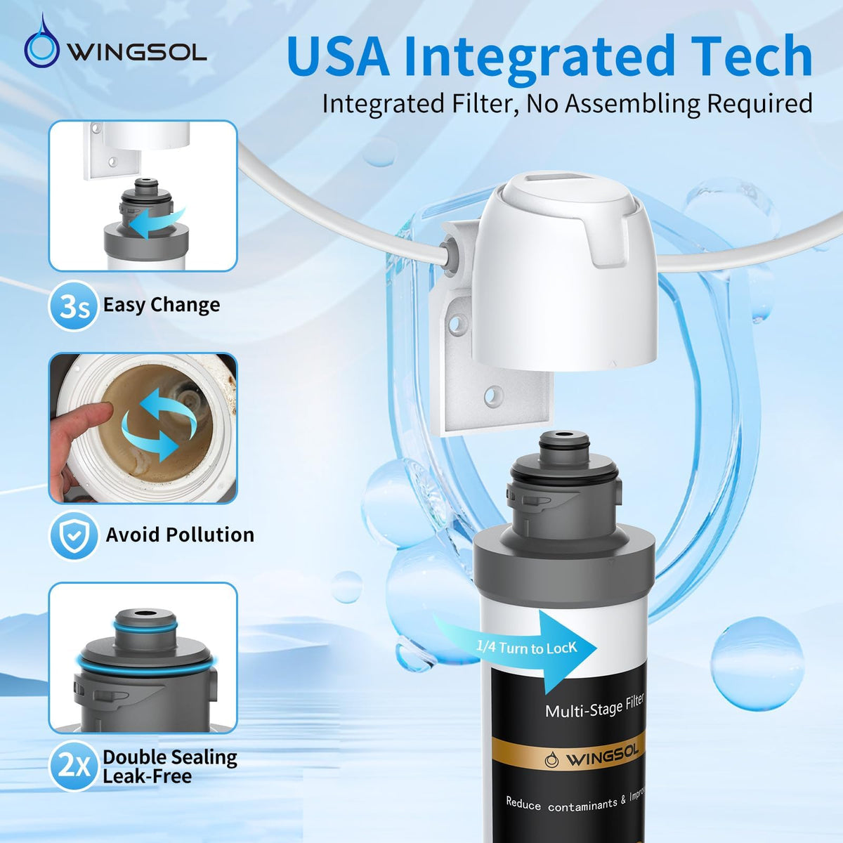 WINGSOL under-sink filter kit ready for quick installation