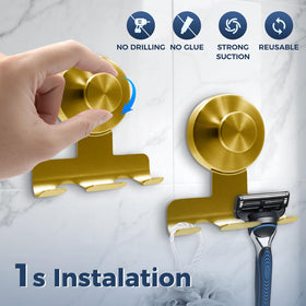 WingWider 7kg suction shower hook holds towel or loofah securely on tile