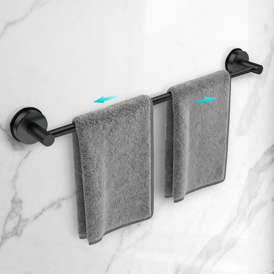 WingWider adjustable suction towel bar extended to 24 inches for versatile towel storage