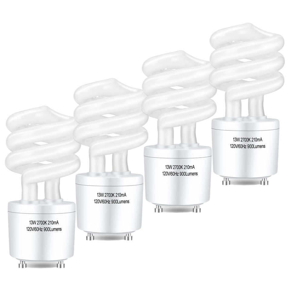 Winkcao CFL bulbs GU24 base shown in lamp delivering a 2700K warm glow.