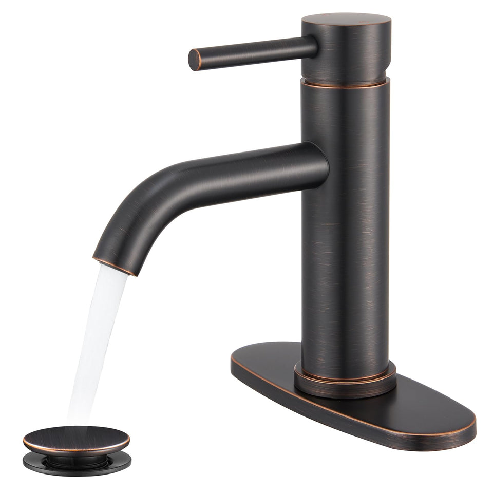 WINKEAR oil rubbed bronze bathroom faucet front view with durable finish and modern design