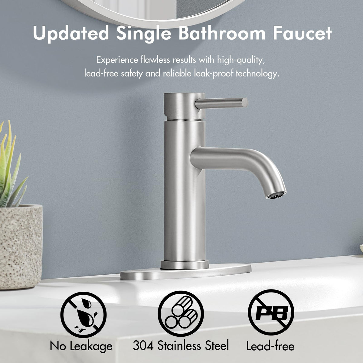 WINKEAR brushed-nickel faucet handle detail showcases smooth single-handle control